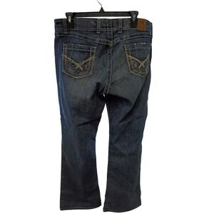BKE Wendi Stretch Denim Bootcut Jeans Dark Wash Distressed 33x33.5